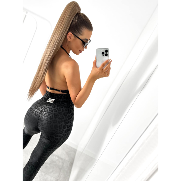 Legginsy modelujące / EKO BRYCZES PANTERKA / BLACK / Double Push / Wysoki stan /  XS - S - M - L - XL